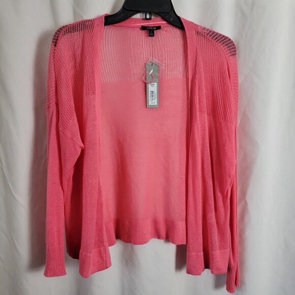 NEW Apt. 9 Cardigan Open Stitch Yoke Wish Pink XL Long Sleeve Sheer lightwt NWT - Picture 1 of 10